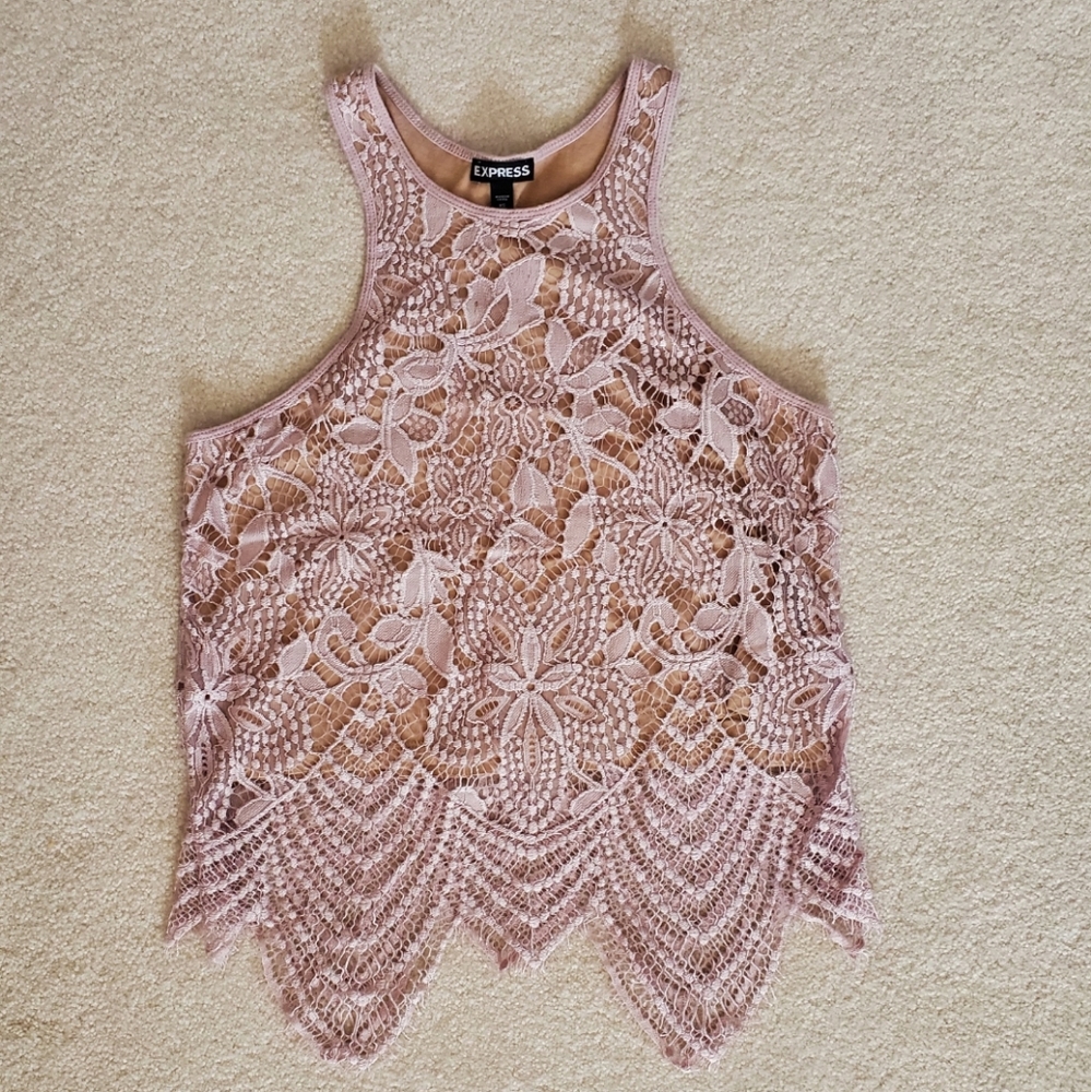 Express Pink Lace Tank Top NWT